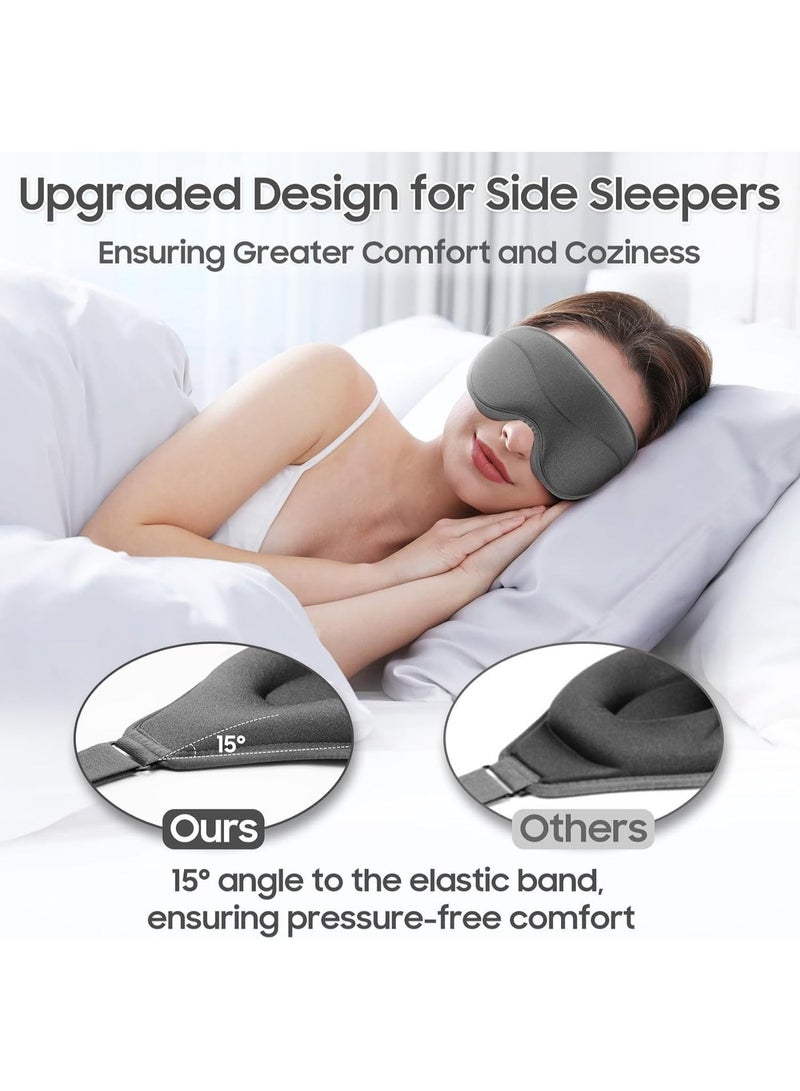 ChicAbode Sleep Mask,Total Blackout 3D Sleeping Mask, Super Lightweight & Silky Soft Eye Mask for Sleeping, Fully Adjustable Fit for Home, Office, Traveling, Meditation, Yoga, Gray - Image 3